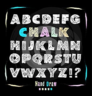 Chalkboard font. Hand draw alphabet.