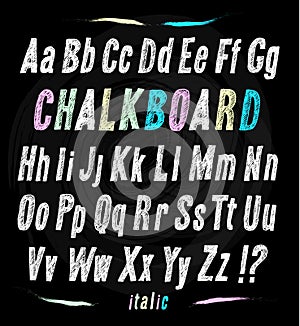 Chalkboard font. Hand draw alphabet.