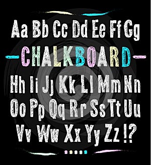 Chalkboard font. Hand draw alphabet.