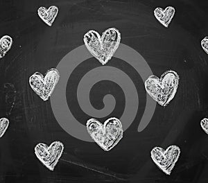 Chalkboard Hearts Pattern Expressing Love and Affection on a Textured Blackboard Surface Ideal for Valentines Day Romance or Educa