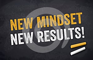 Chalkboard illustration with new mindset - new results
