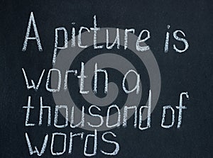 Chalkboard lettering `A picture is worth a thousand words`