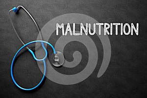 Chalkboard with Malnutrition. 3D Illustration.