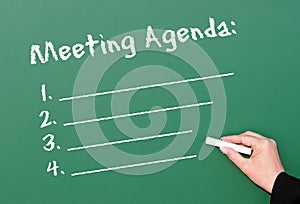 Chalkboard meeting agenda photo