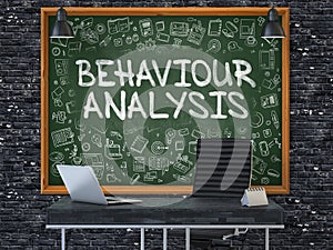 Chalkboard on the Office Wall with Behaviour Analysis Concept. 3D.