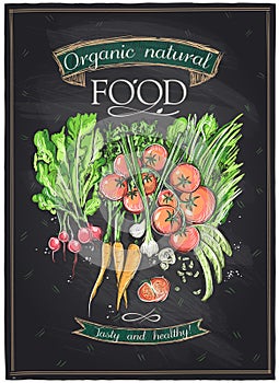 Chalkboard organic natural food.