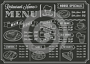 Chalkboard Restaurant Menu Template photo