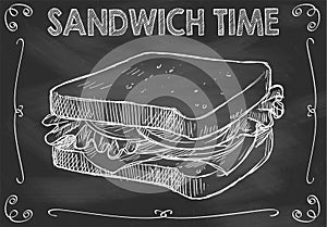 Chalkboard Sandwich Time with Hand Drawn Sandwich