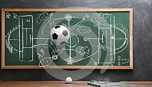 Chalkboard with scheme of football game. Team play and strategy