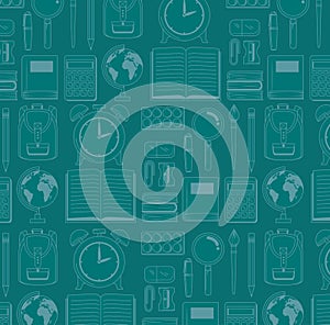 chalkboard with school items drawing pattern