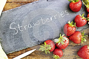 Chalkboard Sign and Strawberries