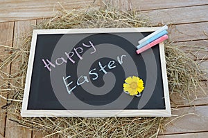 Chalkboard with text Happy Easter
