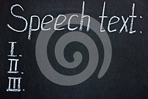 Chalkboard text Speech text and itemization