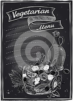 Chalkboard vegetarian menu list.