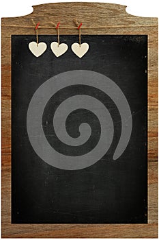 Chalkboard White Love Valentine's heart hanging on wooden frame