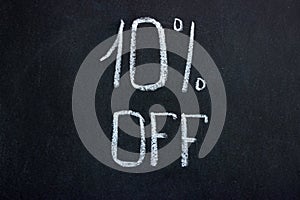 Chalkboard writing 10% OFF. The amount of the discount is indicated