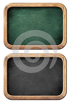 Chalkboards or blackboards set isolated with clipping path