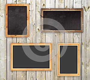 Chalkboards on the wood wall