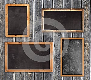 Chalkboards on the wood wall