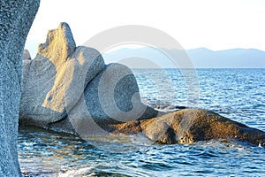 CHALKIDIKI MACEDONIA GREECE. Impressive rocks at Kakoudia beach