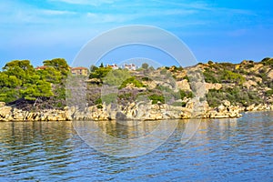 Rocky coast Ammouliani island Chalkidiki Aegean Sea Greece