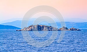 Rocky island Chalkidiki peninsula Aegean Sea Greece