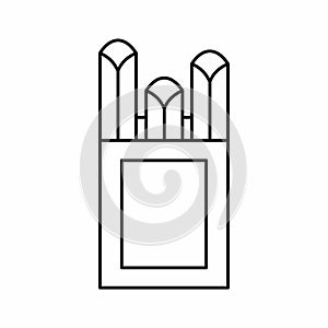 Chalks in carton box icon, outline style