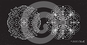 Set snowflakes drawn in chalk