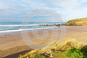 Challaborough beach Devon England uk popular for surfing near Burgh Island and Bigbury-on-sea