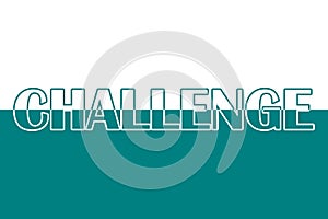 Challenge. Colorful typography banner with word. Text caption, art lettering, creative colorful font. Rubric concept. Minimalistic