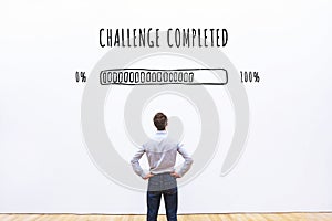 Challenge completed progress loading bar, concept photo