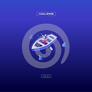 Challenge concept - modern isometric vector web banner