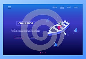 Challenge concept - modern isometric vector web banner