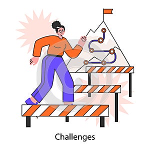 Challenge. Self-motivation and efficacy. Character overcoming obstacles