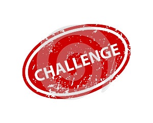 Challenge stamp vector texture. Rubber cliche imprint. Web or print design element for sign, sticker, label