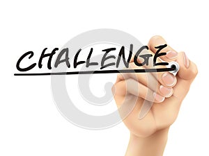 Challenge word written by 3d hand