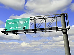 Challenges Exit Highway Sign