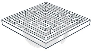 Challenging Square Maze Puzzle: Problem-Solving Game, vector design Generative AI