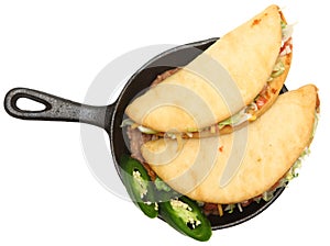 Chalupa in Skillet with Beans and Jalapeno