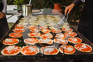 Chalupas poblanas mexican food in puebla city spicy snack