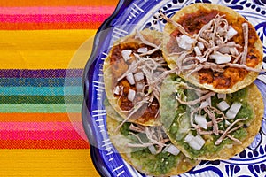Chalupas poblanas, traditional mexican food Puebla Mexico