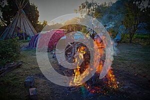 chaman woman,Traditional native sweat lodge with hot stones