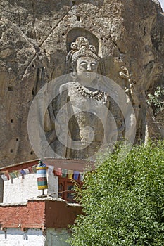 Chamba Statue in the village of Mulbekh, Ladakh photo