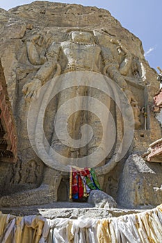 Chamba Statue in the village of Mulbekh, Ladakh photo