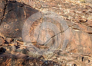 Chambers Gorge aboriginal engraving site. Australia.