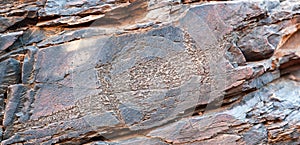 Chambers Gorge aboriginal engraving site. Flinders Ranges. South