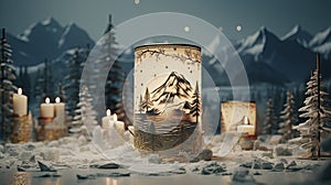 CHAMBERY tinplate candles, placed within a Winter Wonderland to capture the essence of nature-inspired compositions