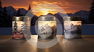 CHAMBERY tinplate candles, placed within a Winter Wonderland to capture the essence of nature-inspired compositions