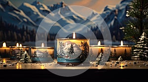 CHAMBERY tinplate candles, placed within a Winter Wonderland to capture the essence of nature-inspired compositions