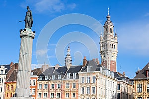 Chambre of Commerce and Statue and Column of Deesse (1845) in Li photo